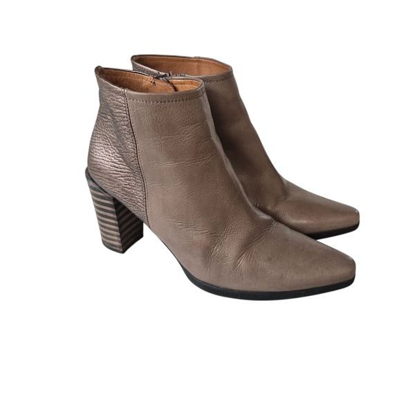 Hispanitas Taupe & Bronze Leather Heeled Ankle Boots - Picture 3 of 12